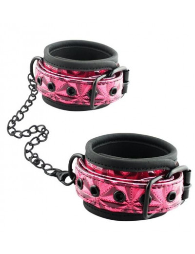 Красно-чёрные кожаные наручники Wrists Cuffs с геометрическим узором