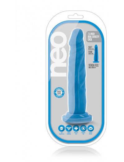 Голубой реалистичный фаллоимитатор на присоске NEO 7.5INCH DUAL DENSITY COCK - 17 см.