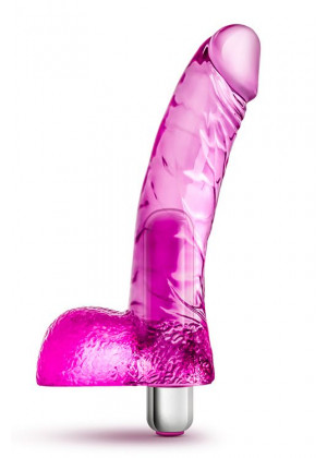 Розовый вибратор-реалистик Vibrating Ding Dong - 16,5 см.