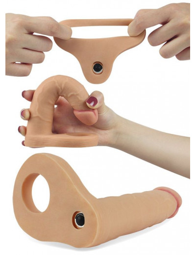 Телесная вибронасадка для двойного проникновения The Ultra Soft Double-Vibrating - 15,8 см.