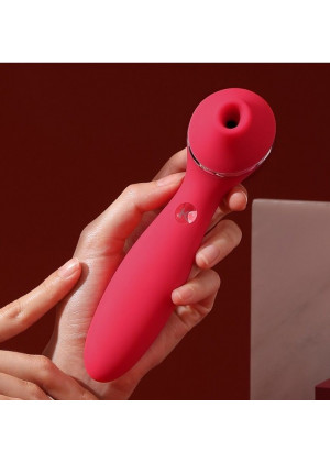 Красный мембранный вибростимулятор клитора Polly Plus - 16,8 см.