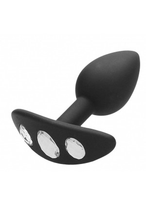 Черная анальная пробка Diamond Butt Plug With Handle - 8,6 см.