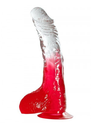 Красный фаллоимитатор с прозрачной верхней частью JELLY JOY FADE OUT DONG 8INCH - 20 см.