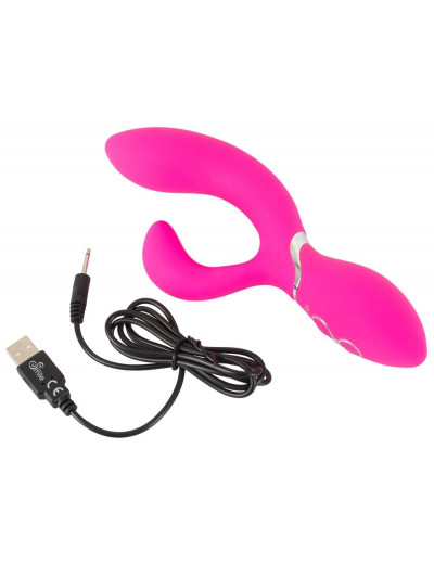 Ярко-розовый вибратор-кролик Bendable Rabbit Vibrator - 19,8 см.