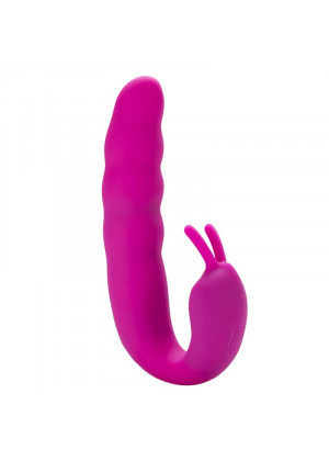 Розовый вибратор Ribbed Dual Stimulator - 17 см.