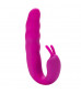 Розовый вибратор Ribbed Dual Stimulator - 17 см.