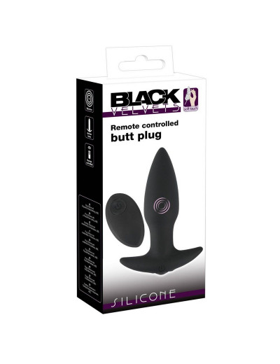 Черная анальная вибропробка с пультом ДУ Remote controlled Butt Plug - 13 см.