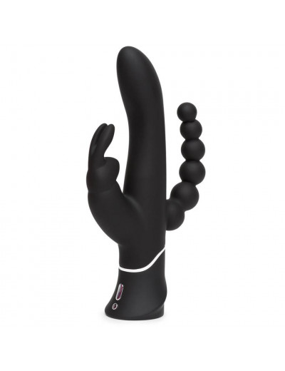 Черный перезаряжаемый вибратор Triple Curve Rechargeable Rabbit Vibrator - 25,4 см.