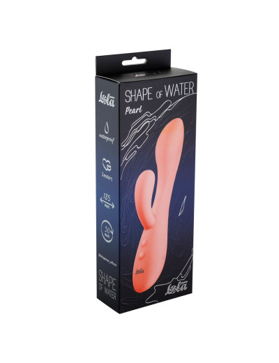 Розовый вибратор Shape of water Pearl с клиторальным отростком - 18,5 см.