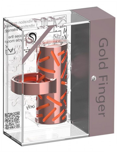 Оранжевая вибропулька на палец Gold Finger в металлическом корпусе