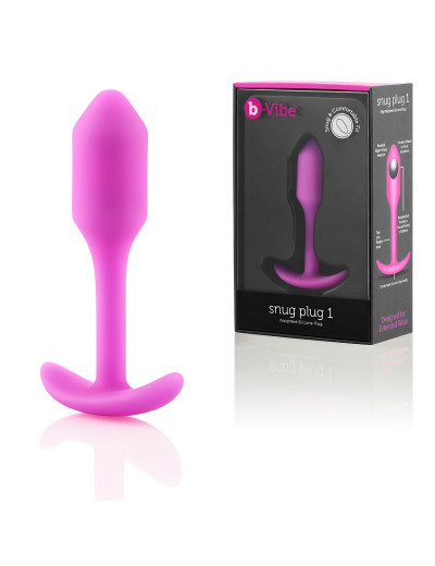 Розовая пробка для ношения B-vibe Snug Plug 1 - 9,4 см.