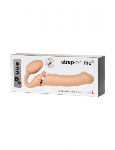 Телесный безремневой вибрострапон Vibrating Bendable Strap-On L