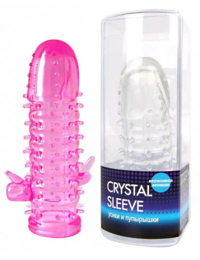 Закрытая рельефная насадка Crystal sleeve с усиками и пупырышками - 13 см.