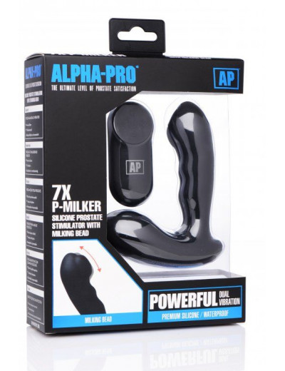 Черный стимулятор простаты Alpha-Pro 7X P-Milker Silicone Prostate Stimulator with Milking Bead