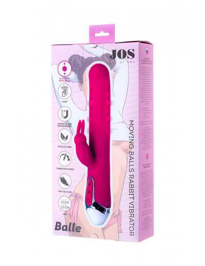 Розовый вибратор с клиторальным стимулятором BALLE - 23 см.
