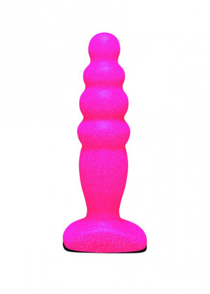 Розовый анальный стимулятор Small Bubble Plug - 11 см.