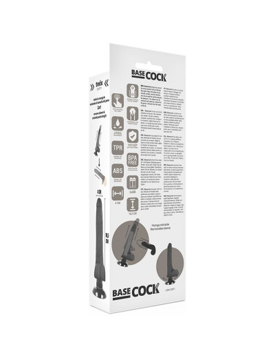 Черный вибратор на присоске Basecock Realistic Vibrator 2in1 - 18,5 см.