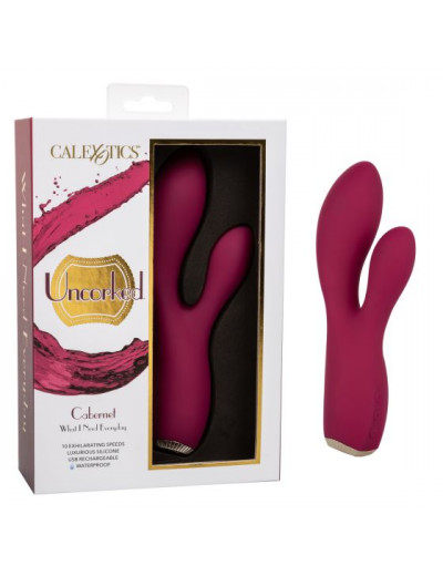 Малиновый вибромассажер-кролик Uncorked Cabernet - 18,5 см.