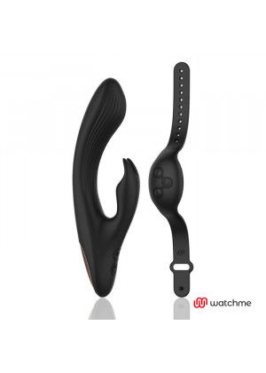 Черный вибратор-кролик с пультом-часами Anne s Desire Rabbit Vibe Wireless Watchme - 20,5 см.