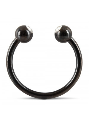 Черное металлическое кольцо под головку со стразами Glans Ring