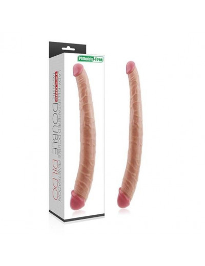 Телесный двусторонний фаллоимитатор 14  King Size Realistic Ladykiller Tapered Double Penetration - 35,5 см.