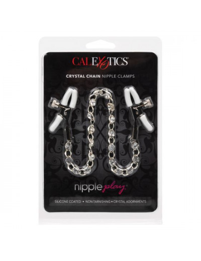 Зажимы на соски с серебристой цепочкой и кристаллами Crystal Chain Nipple Clamps