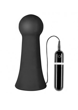 Большая чёрная вибропробка MENZSTUFF VIBRATING BUTTCRASHER BULBOUS - 20 см.