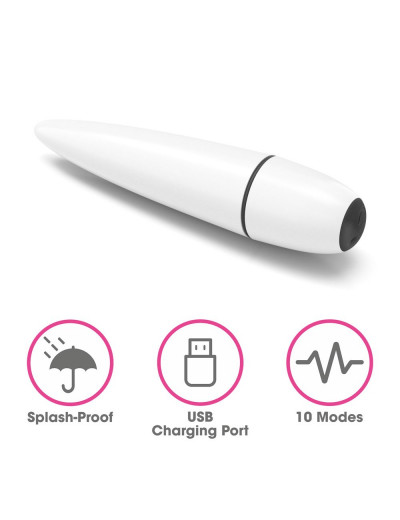 Белый мини-вибратор IJOY Rechargeable Power Play - 10,5 см.