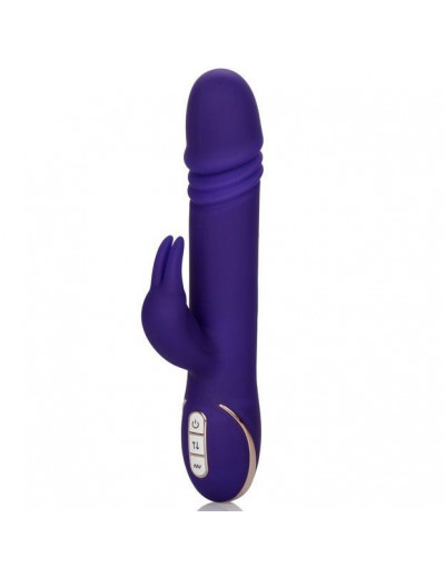 Фиолетовый вибратор с поступательным движением Jack Rabbit Signature Silicone Thrusting Rabbit - 20 см.