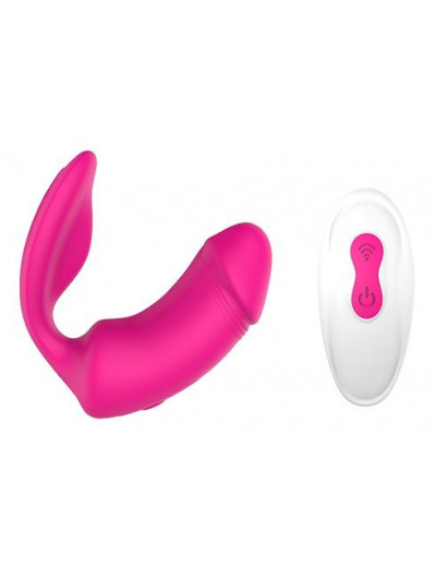 Ярко-розовый вибратор с клиторальной стимуляцией Remote Duo Pleaser
