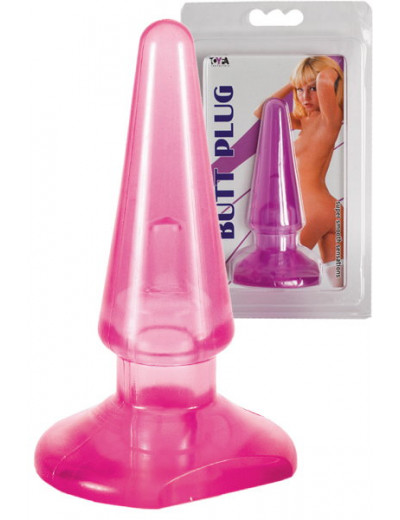 Розовая конусообразная анальная втулка BUTT PLUG - 9,5 см.
