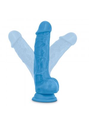 Голубой реалистичный фаллоимитатор на присоске NEO 7.5INCH DUAL DENSITY COCK W. BALLS - 19 см.