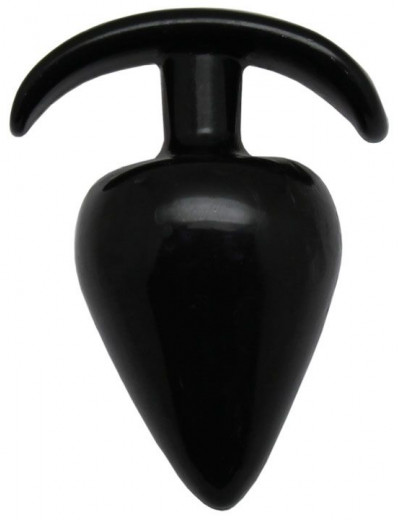 Черная коническая анальная пробка с ограничителем - 9,5 см.