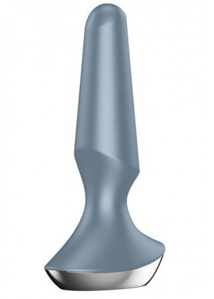 Серая анальная пробка с вибрацией Satisfyer Plug-ilicious 2 - 14 см.