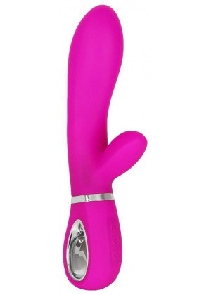Лиловый вибратор с клиторальным отростком Super Soft Silicone Rabbit Vibrator - 20,2 см.