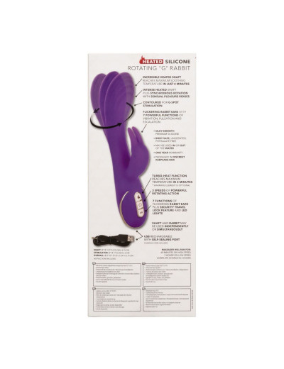 Фиолетовый вибратор-кролик с нагревом Jack Rabbit Signature Heated Silicone Rotating - 21,5 см.