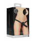 Черный двойной вибрострапон Double Vibrating Silicone Strap-On Adjustable - 15,5 см.