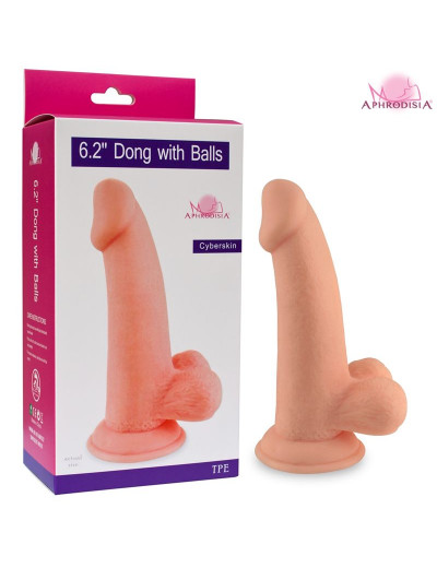 Телесный фаллоимитатор 6  Dong with Balls - 14 см.