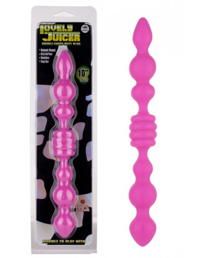 Розовый анальный стимулятор Lovely Juicer Double Ended Butt Plug - 25,4 см.