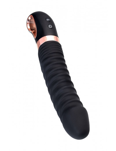 Черный вибратор Waname D-Splash Hurricane с ребрышками - 22,5 см.