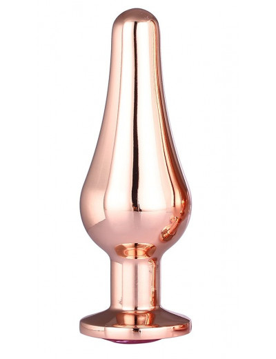 Золотистая анальная пробка с кристаллом Rose Gold Pleasure Plug S - 9 см.
