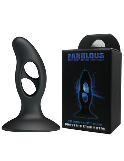 Чёрный массажёр простаты Silicone Butt Plug - 9,3 см.