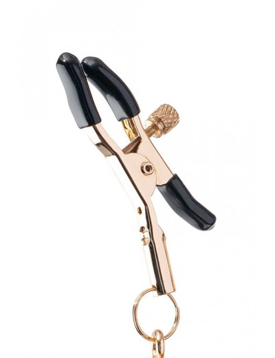 Золотистые зажимы для сосков PREMIUM NIPPLE CLAMPS WITH TASSLE