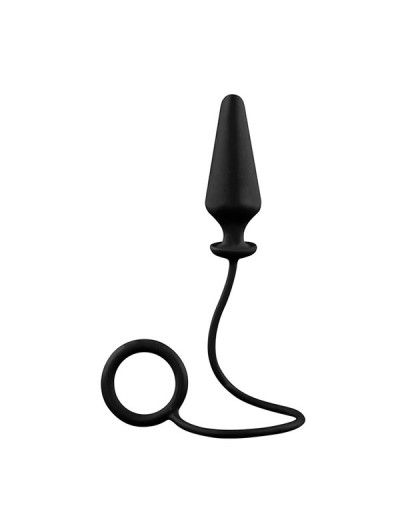 Чёрное эрекционное кольцо с анальной пробкой MENZSTUFF 4INCH SINGLE RING ANAL PLUG