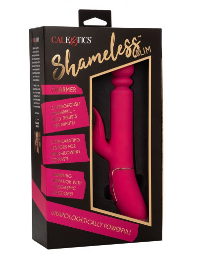 Ярко-розовый вибратор с поступательными движениями Shameless Slim Charmer - 22,75 см.