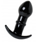 Черная стеклянная анальная втулка Sexus Glass с ограничителем - 11,5 см.
