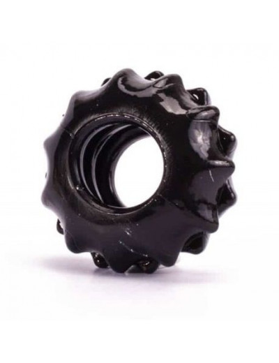 Чёрное эрекционное кольцо POWER PLUS Cockring с выступами