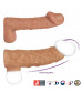 Телесная открытая насадка-реалистик с подхватом мошонки Nude Sleeve L - 14 см.