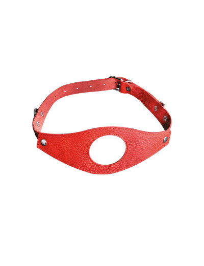 Красный кожаный кляп с отверстием