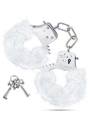 Белые игровые наручники Plush Fur Cuffs